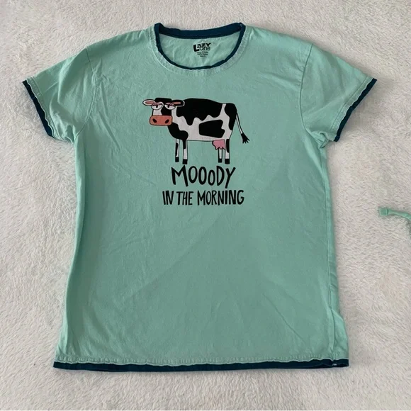 Women’s Small LAZY ONE Moody In The Morning Cow 100% Cotton Pajama Lounge Set - Picture 4 of 10